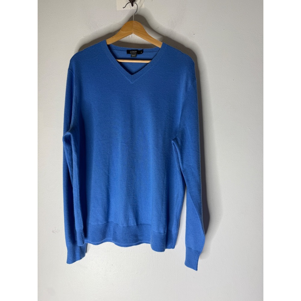 J crew Italian Cashmere V-Neck Sweater Mens XL Blue Long Sleeve Pullover